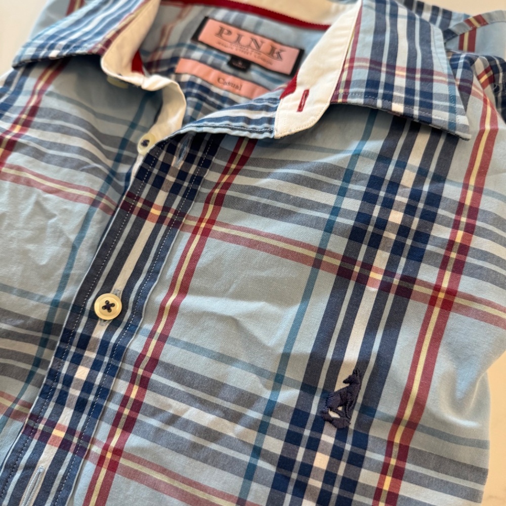 Thomas Pink Mens Plaid Buttondown Size M Casual - Picture 7 of 7